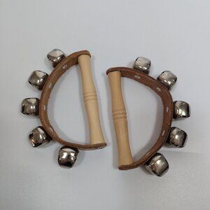 Set of 2 Westco Hand Sleigh Bells - Wooden Handle 5 Bells Each
